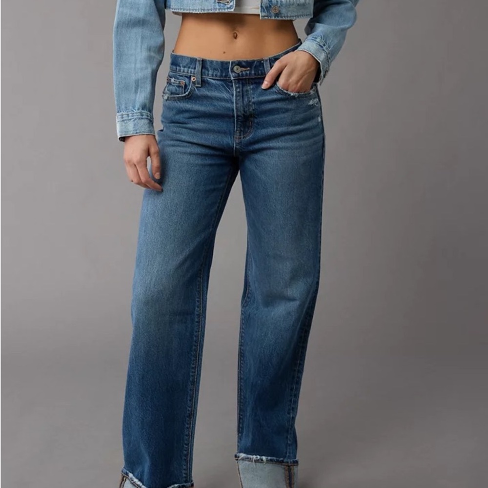 American Eagle Stretch High-Waisted Stovepipe Cuffed Jean